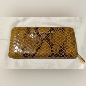 Michael Kors Brown and Tan Snake Pattern Clutch